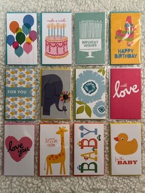 Rock Scissor Paper Mini Enclosure Cards w/Envelopes Set of 12, Misc Occasions